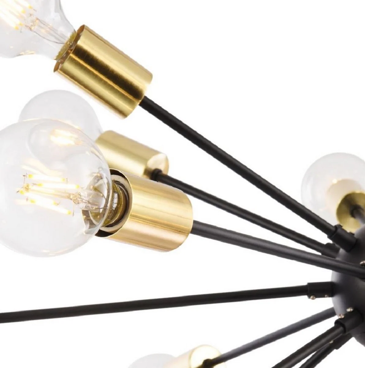 Casa Padrino lámpara colgante de lujo negro / latón Ø 98 x H. 74,2 cm - Lámpara de Hotel y Restaurante