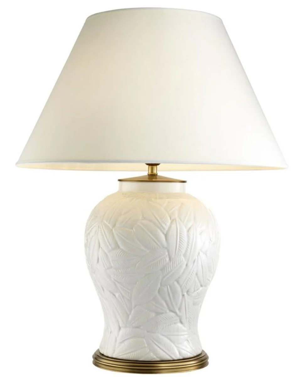 Casa Padrino l¨¢mpara de mesa de cer¨¢mica de lujo blanco / lat¨®n antiguo - Muebles de la Sala