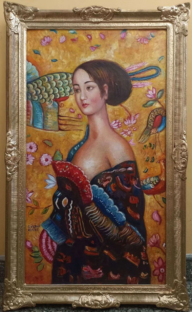 Cuadro pintura al óleo vintage según Gustav Klimt Dama 60,96 x A. 101,60 cm - Pintura antigua auténtica según original - Pintada a mano