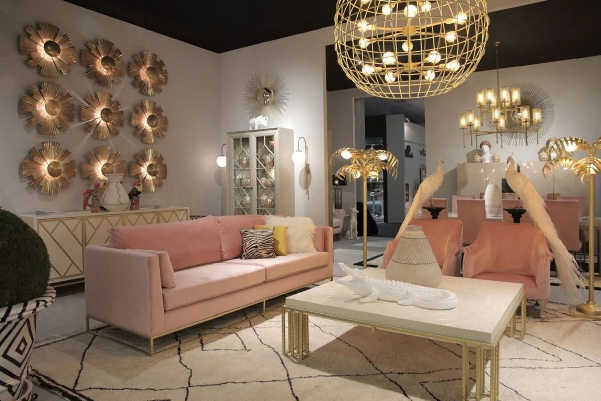 Casa Padrino vitrina de lujo gris claro 110 x 42 x A. 220 cm - Vitrina noble de madera maciza con 2 puertas de vidrio - Muebles de sal¨®n de lujo