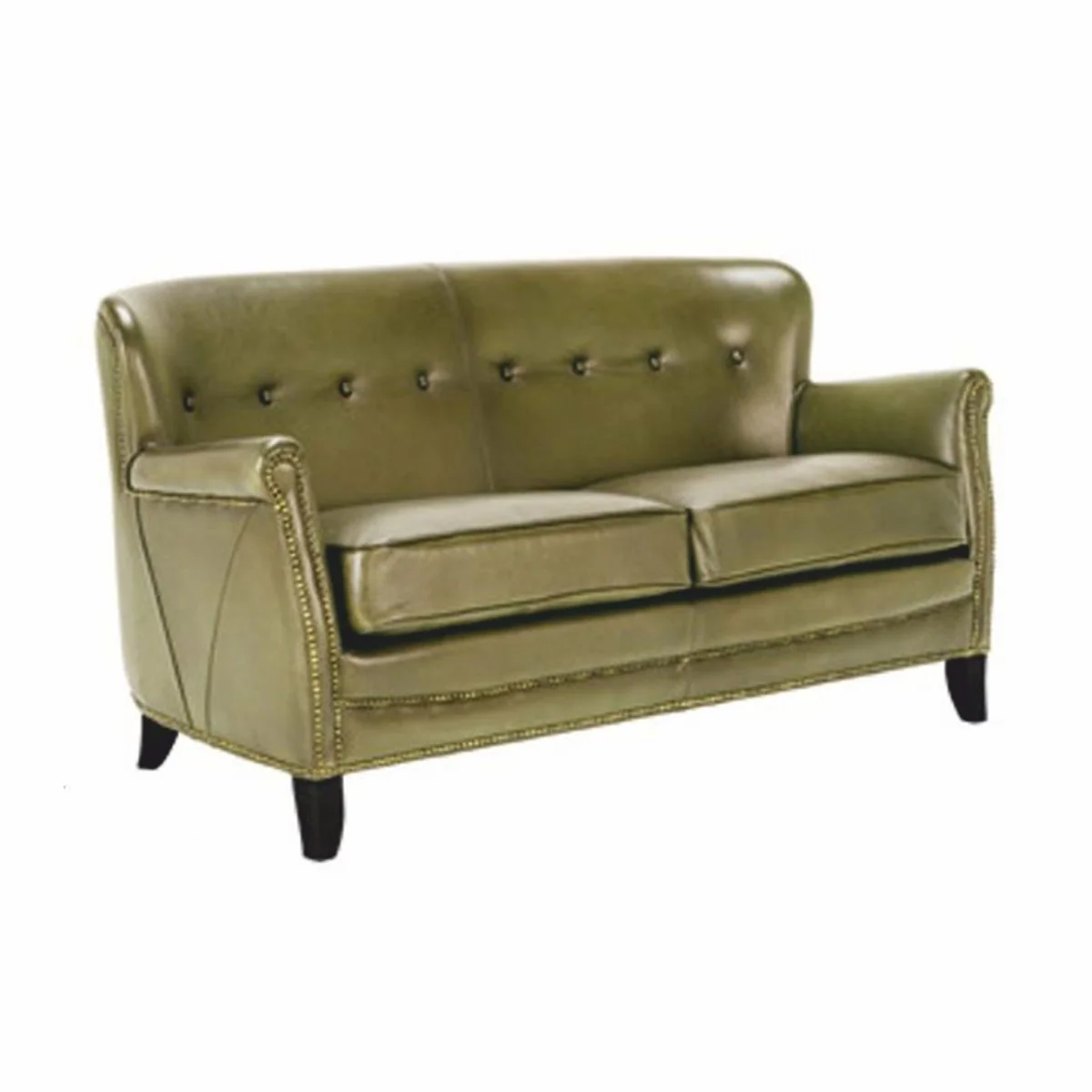 Casa Padrino sof¨¢ de lujo de cuero genuino verde / negro 150 cm - Muebles de piel