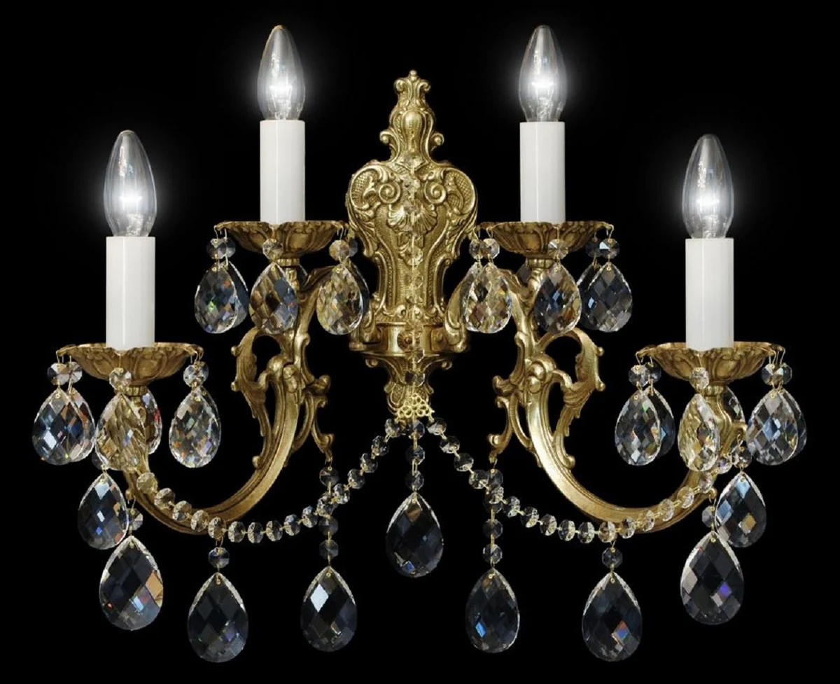Casa Padrino lámpara de pared de cristal barroco de lujo bronce 48 x A. 45 cm - Magnífica lámpara de pared con cristal de Bohemia - Muebles Barrocos