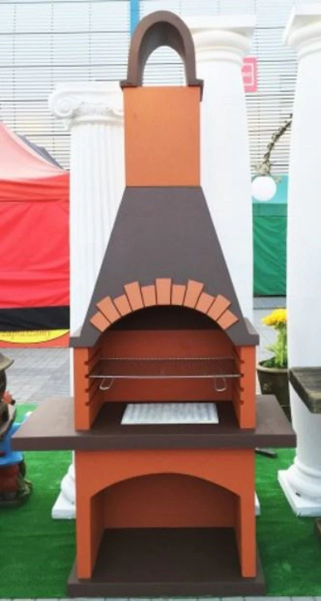 Casa Padrino barbacoa de jard¨ªn de hormig¨®n de lujo naranja / marr¨®n 120 x 60 x A. 242 cm