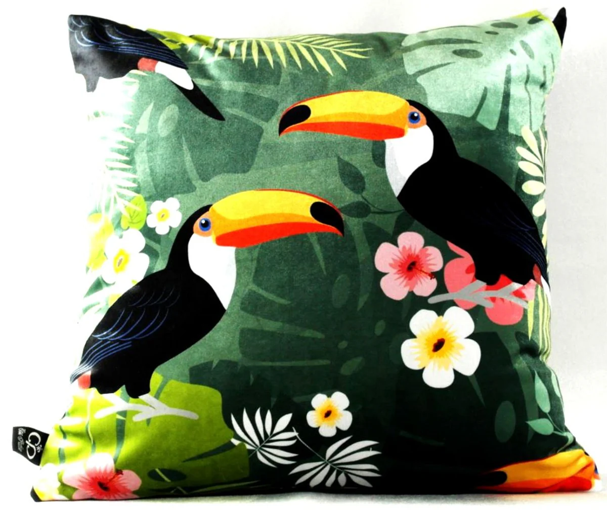 Casa Padrino Almohada Decorativa de Lujo Hawai Tropical Multicolor 45 x 45 cm - Tejido de Terciopelo M¨¢s Fino - Calidad de Lujo