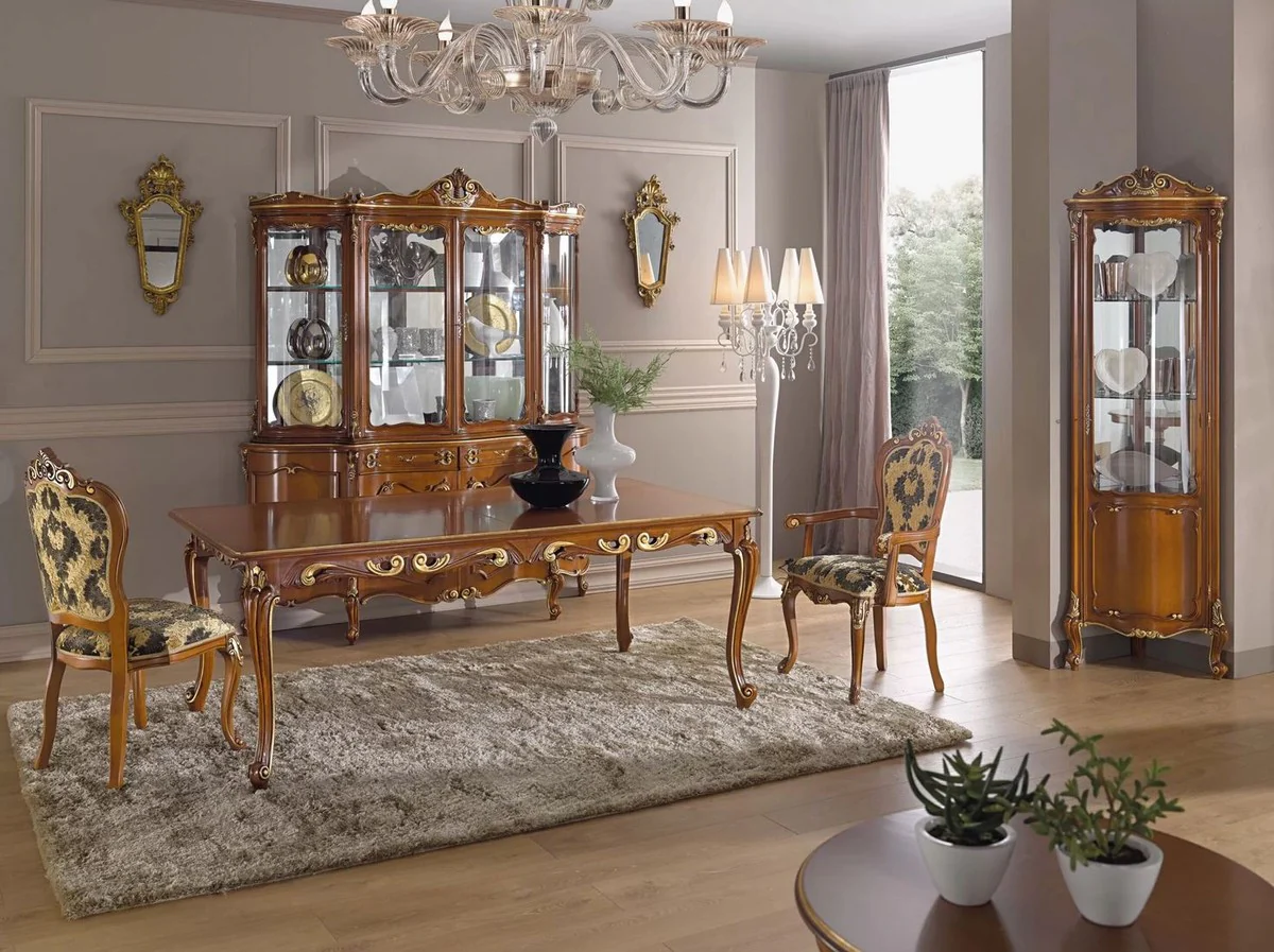 Casa Padrino vitrina barroco de lujo marr¨®n / oro - Vitrina hecha a mano con 8 puertas y 2 cajones - Magn¨ªficos muebles barrocos - Calidad de Lujo - Hecho en Italia