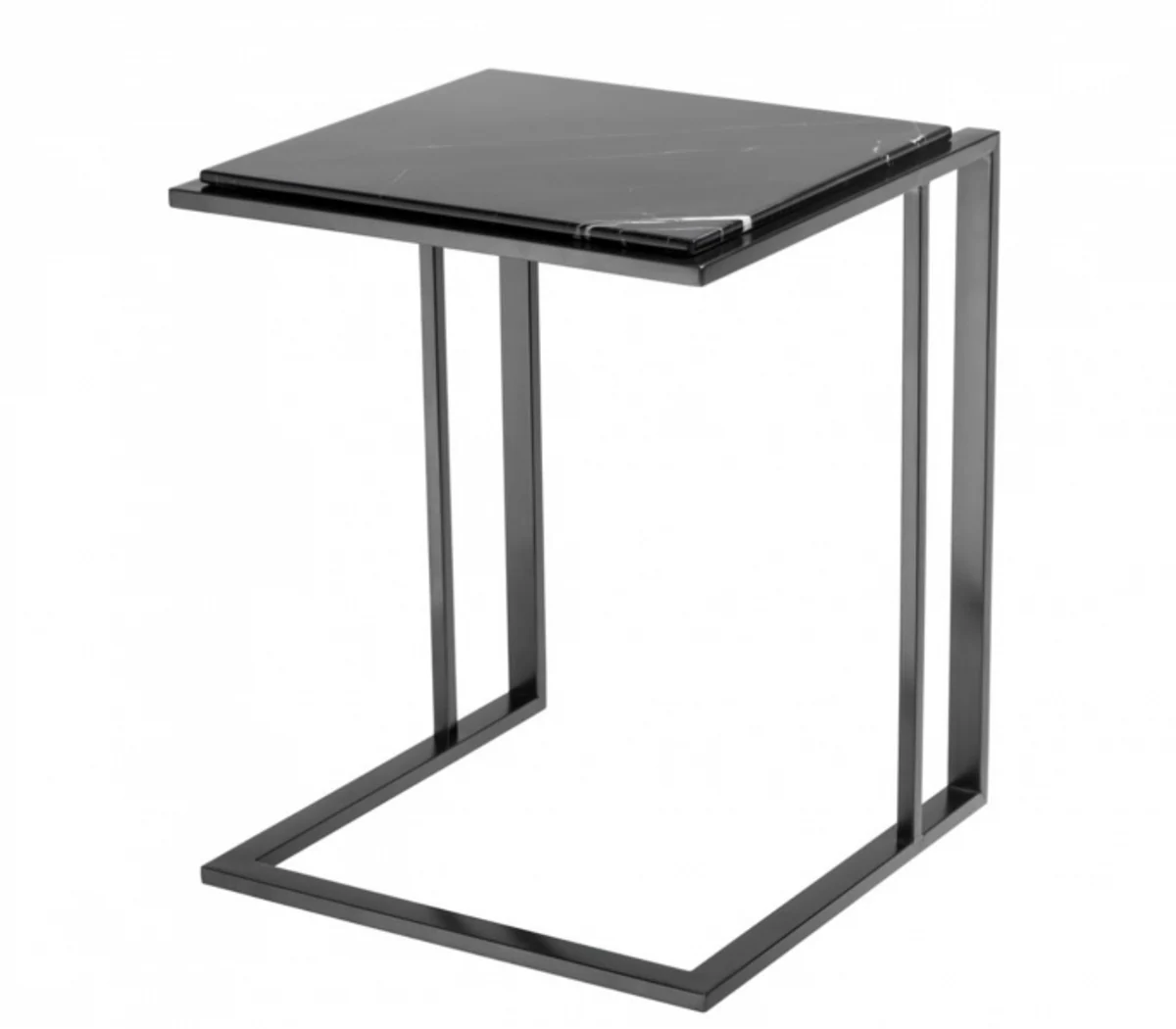 Casa Padrino luxury art deco designer side table bronze with black marble top - Designer Side Table Furniture