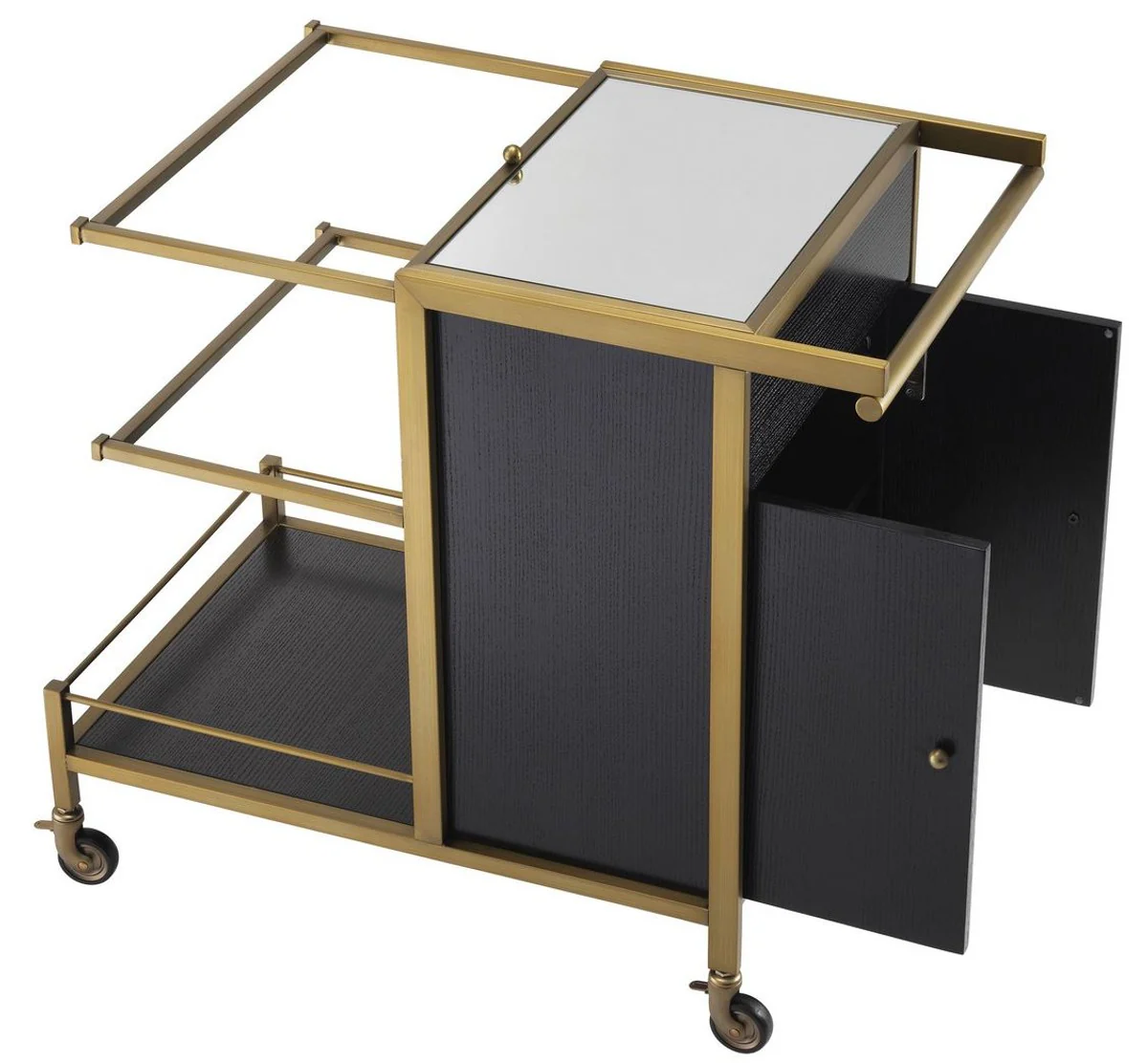 Casa Padrino carrito de servicio de lujo lat¨®n / negro 94,5 x 54 x A. 83,5 cm - Carrito para Restaurante Hotel Catering - Accesorios de Lujo