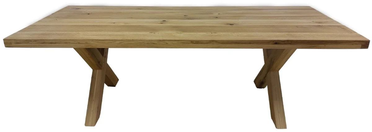 Casa Padrino mesa de comedor de madera maciza de lujo natural 240 x 100 x A. 78 cm - Mesa de cocina rectangular - Muebles de comedor - Muebles de madera maciza - Muebles de lujo