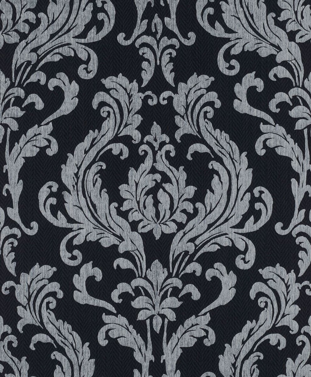 Casa Padrino papel pintado no tejido barroco negro / blanco - Papel pintado de salón de estilo barroco con patrón elegante - Decoración de pared en estilo barroco - Papel pintado en estilo barroco