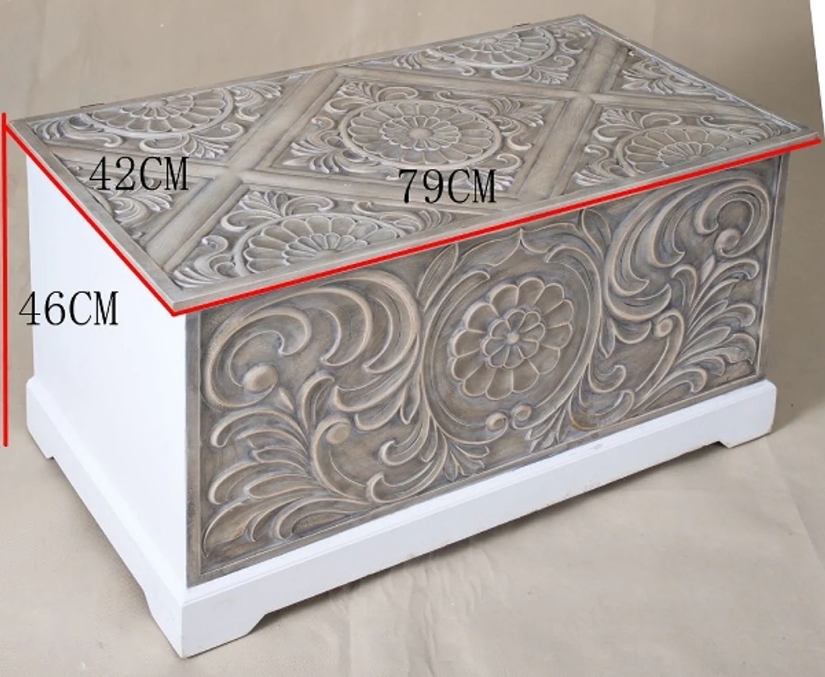 Casa Padrino Country Style Chest White / Brown 79 x 42 x H. 46 cm - Handcrafted Country Style Wooden Chest