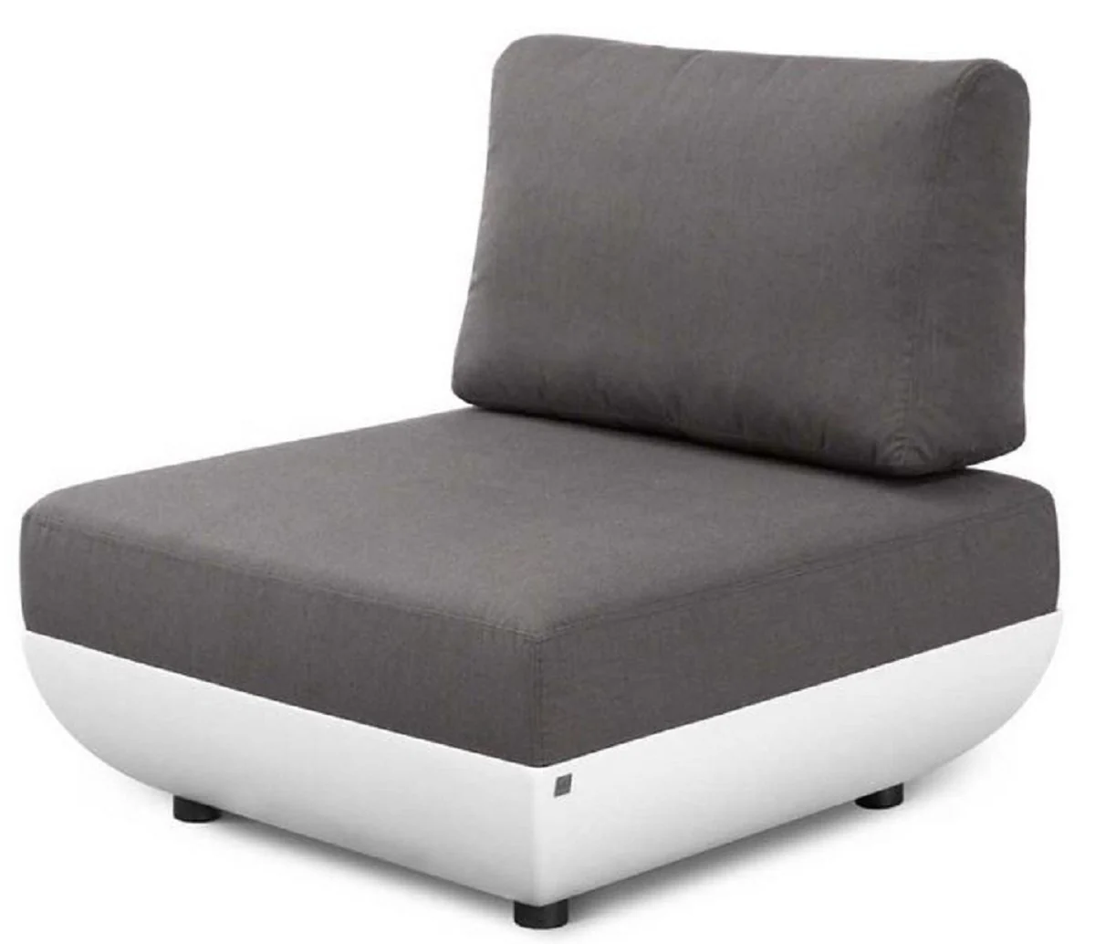 Casa Padrino sillón de jardín de diseño blanco mate / gris oscuro 92 x 95 x A. 90 cm - Sillón de jardín resistente a la intemperie con respaldo ajustable - Muebles de Hotel - Calidad de Lujo