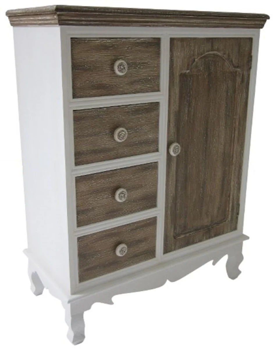 Casa Padrino Country Style Chest of Drawers White / Brown 66 x 32 x H. 86 cm - Country Style Furniture