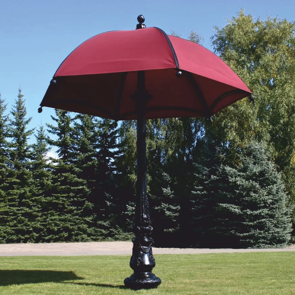 Casa Padrino sombrilla decorativa de jard¨ªn barroco negro / rojo burdeos ? 350 x A. 418,5 cm