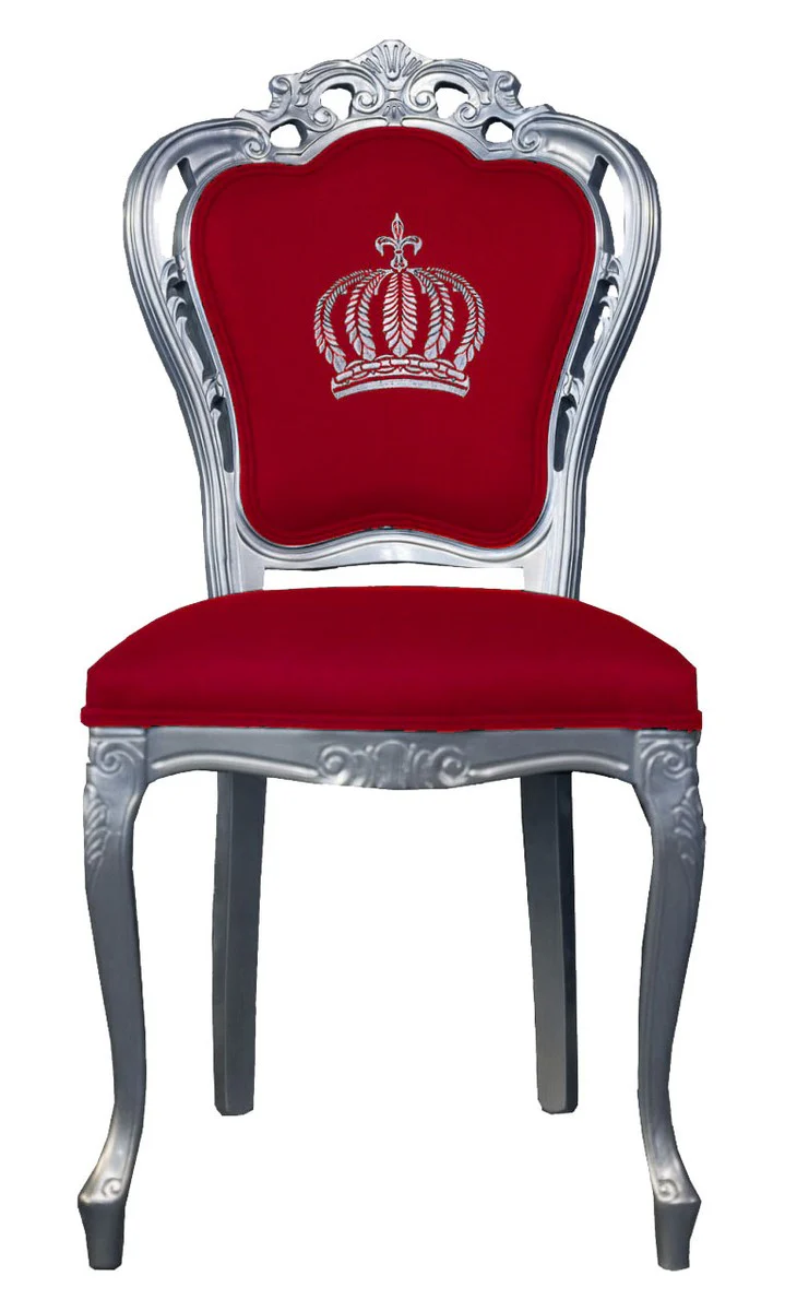 Pomp??s by Casa Padrino luxury baroque dining chair red / silver - Pomp??s baroque chair designed by Harald Gl??ckler