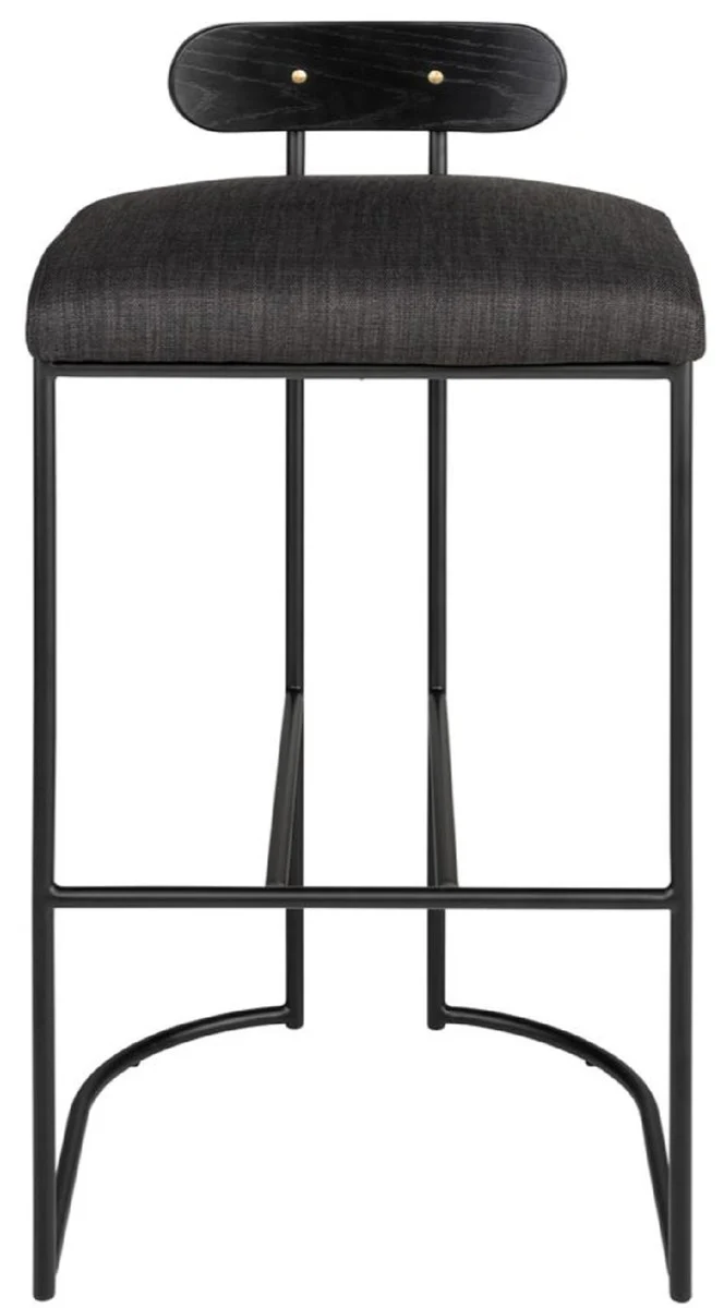 Casa Padrino silla de bar de dise?o negro 46 x 46 x A. 92 cm - Taburete de bar moderno con acero pintado en polvo - Muebles de Bar de Lujo