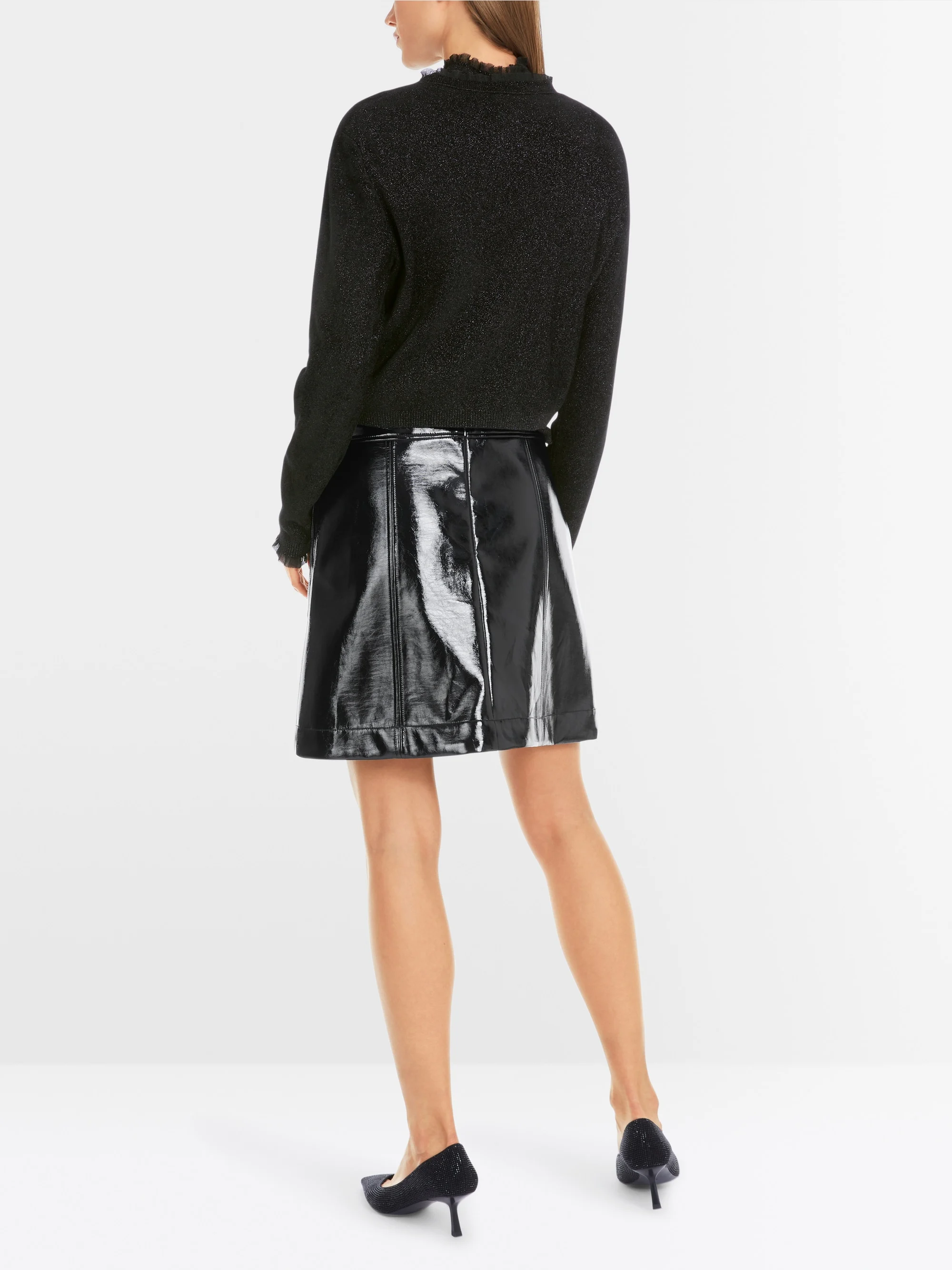 Marc-Cain Glitter cardigan with ruffles