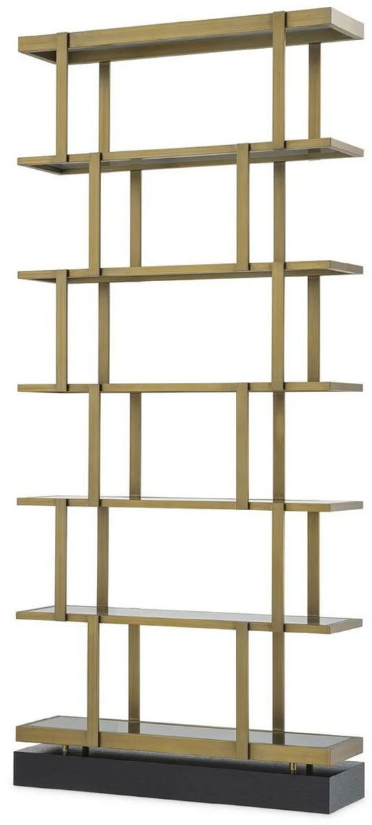 Casa Padrino armario de estanter¨ªa de lujo lat¨®n / negro 110 x 30 x A. 243 cm - Armario de acero inoxidable - Armario de libros - Armario de sala de estar - Armario de oficina - Muebles de Lujo