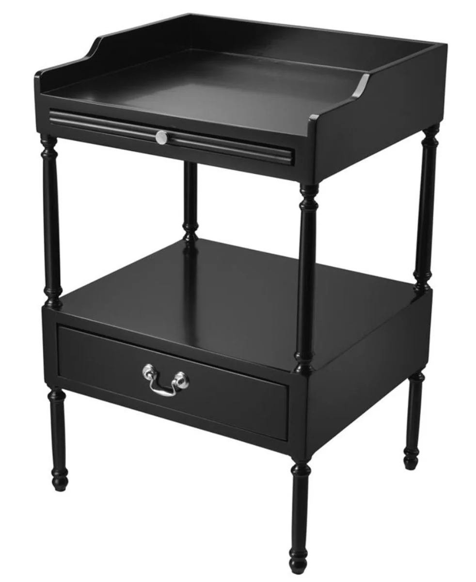 Casa Padrino mesa auxiliar de centro de lujo negro / plata 48 x 42 x H. 73 cm - Muebles de Salón