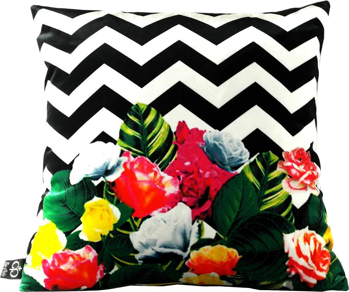 Almohada de lujo Casa Padrino Miami Flowers 45 x 45 cm - la mejor tela de terciopelo - cojín deco de la sala de estar