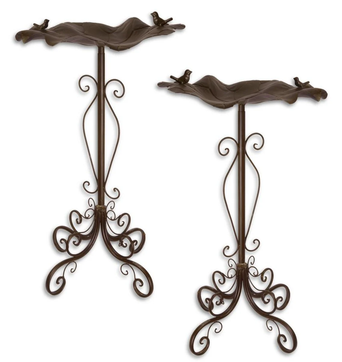 Casa Padrino Juego de Baño para Pájaros Art Nouveau de 2 Marrón 48,8 x 47,2 x H. 84,1 cm - Decoración de Jardín