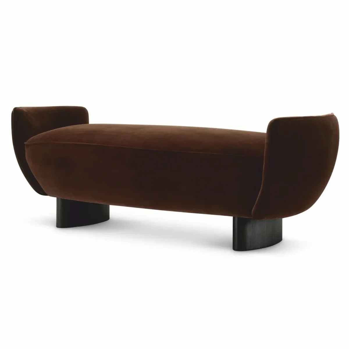 Casa Padrino Banco de Terciopelo de Lujo Marr¨®n / Negro 151 cm - Muebles de Hotel de Lujo