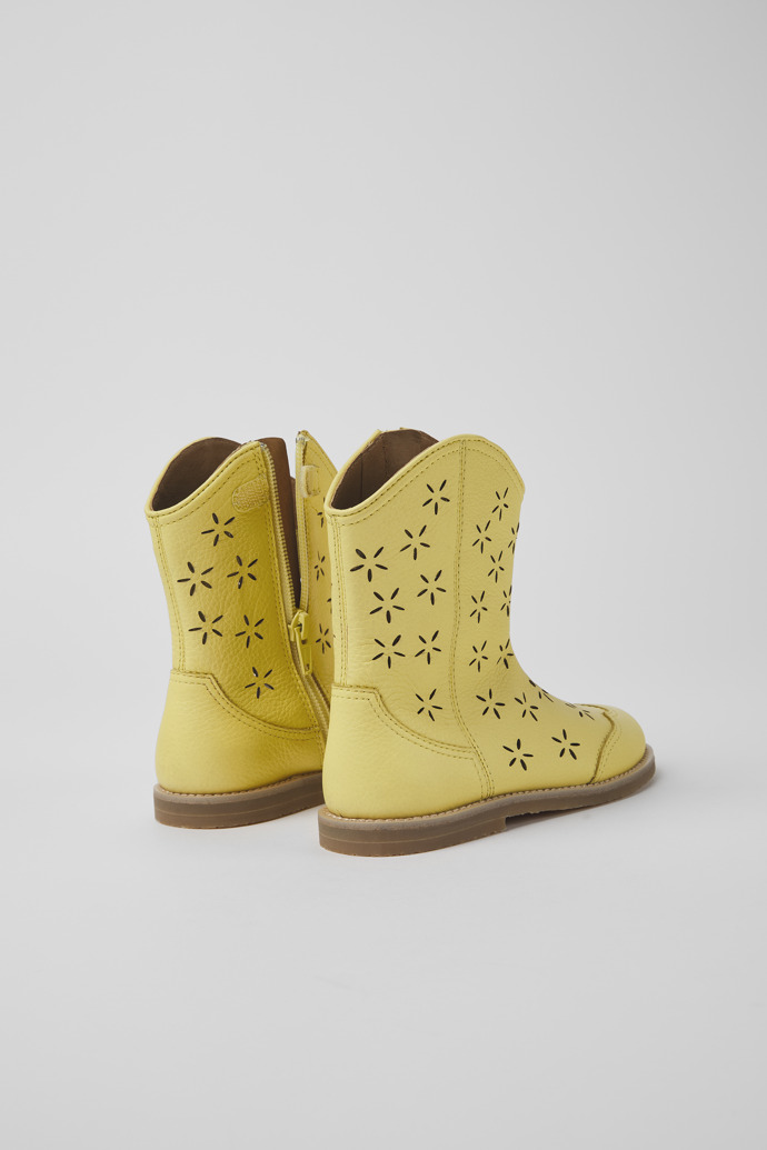 Savina Yellow leather boots for kids