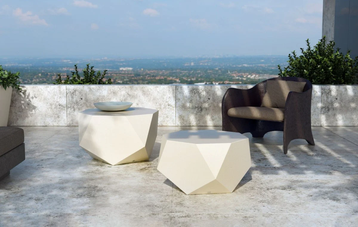 Casa Padrino mesa de jard¨ªn de lujo blanco mate 60 cm