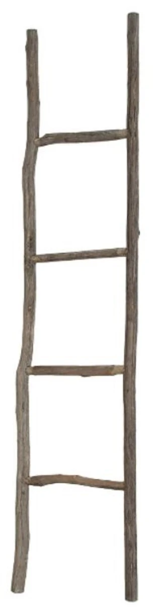 Casa Padrino escalera de madera de estilo campestre natural 37 x 4 x H. 160 cm - Escalera Hecha a Mano con 4 Peldaños