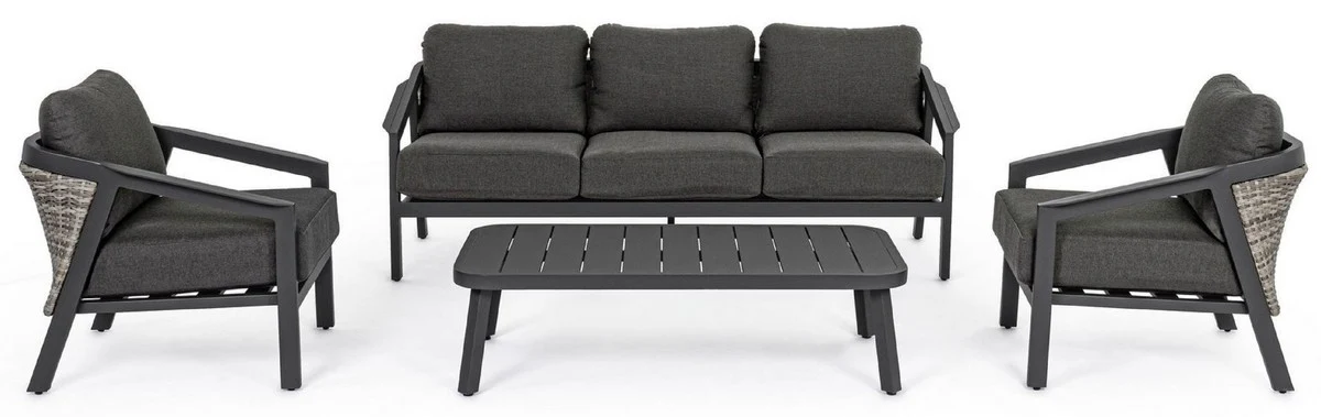 Casa Padrino conjunto de muebles de jardín de lujo antracita - 1 Sofá de Jardín y 2 Sillones de Jardín y 1 Mesa de Jardín - Muebles de jardín y terraza modernos de lujo - Colección de Lujo