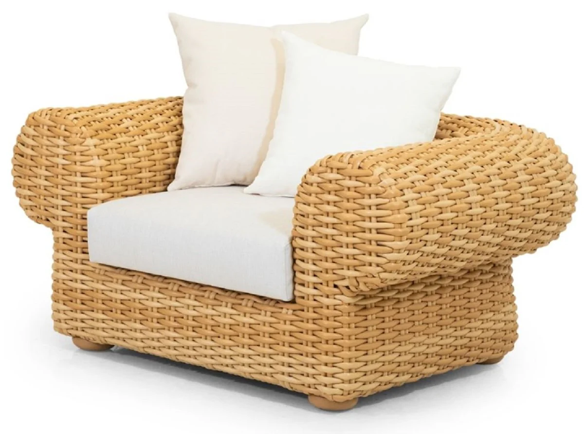 Casa Padrino sill¨®n de jard¨ªn de lujo natural / blanco 135 cm