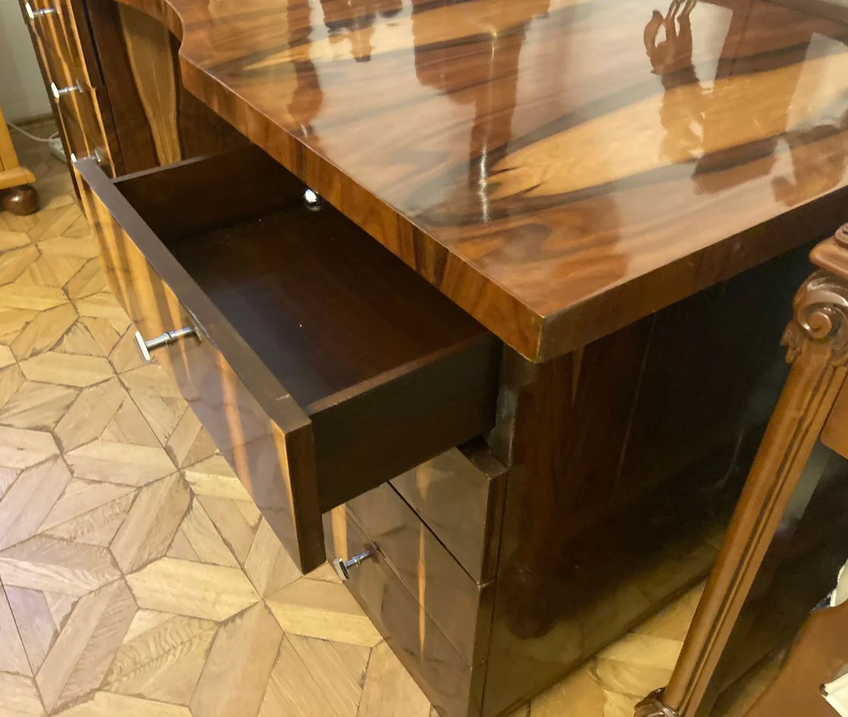 Casa Padrino escritorio Art Deco marr¨®n 180 x 90 x A. 81 cm - Mesa de oficina de madera maciza - Escritorio de computadora - Muebles de oficina - Muebles de lujo - Calidad de lujo