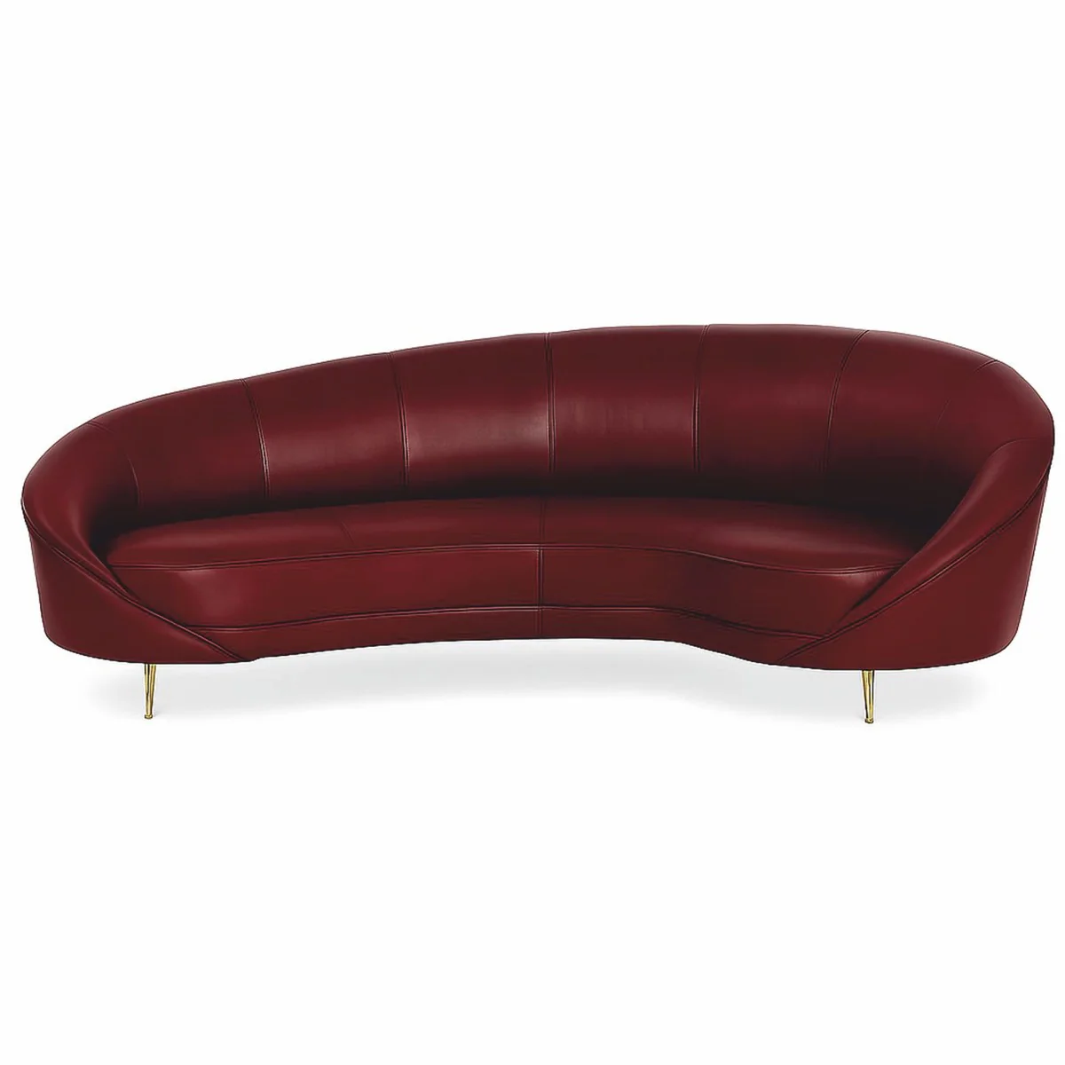 Casa Padrino Sof¨¢ de Cuero de Lujo Rojo Burdeos / Lat¨®n 230 cm - Muebles de Cuero Genuino