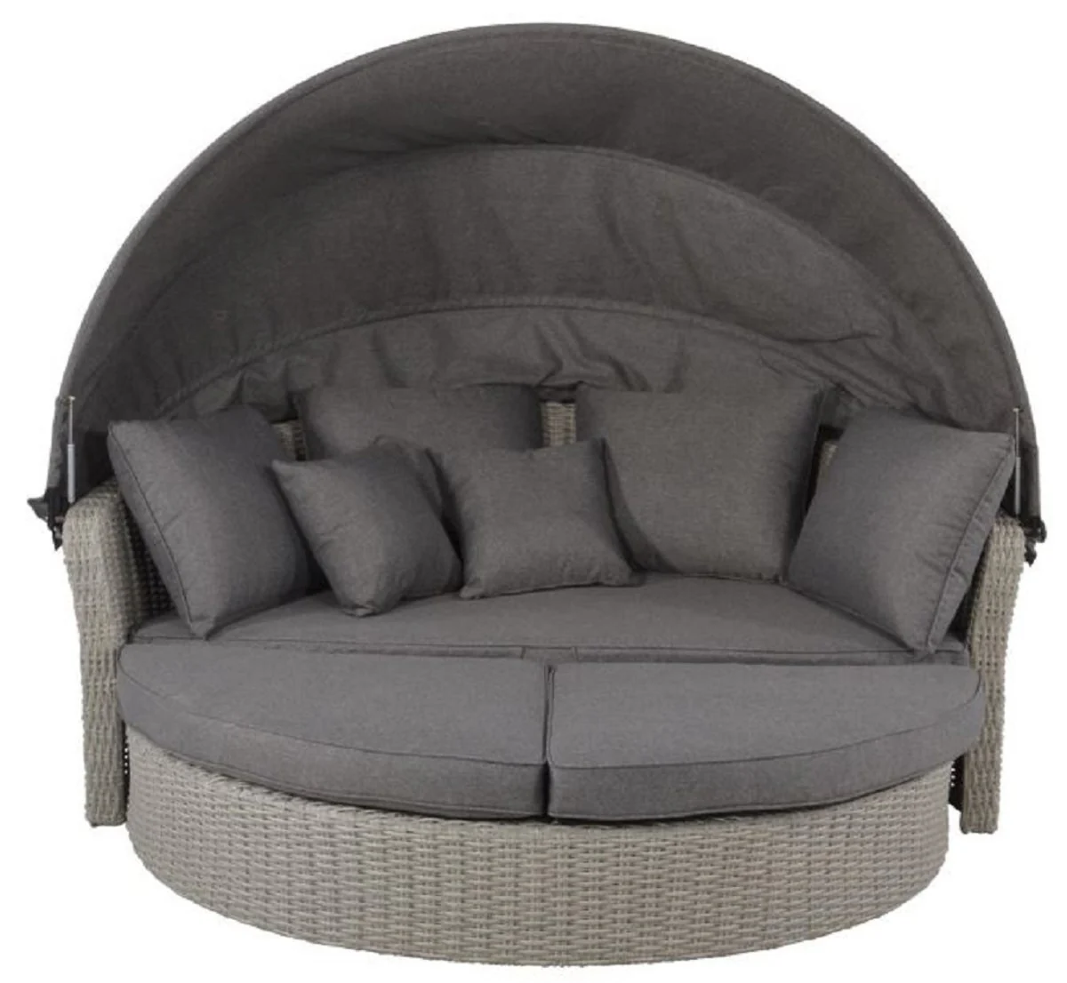 Casa Padrino isla tumbona de lujo gris oscuro / gris 200 x 182 x A. 161 cm - Sofá lounge resistente a la intemperie con toldo - Mobiliario de hotel de terraza de jardín moderno