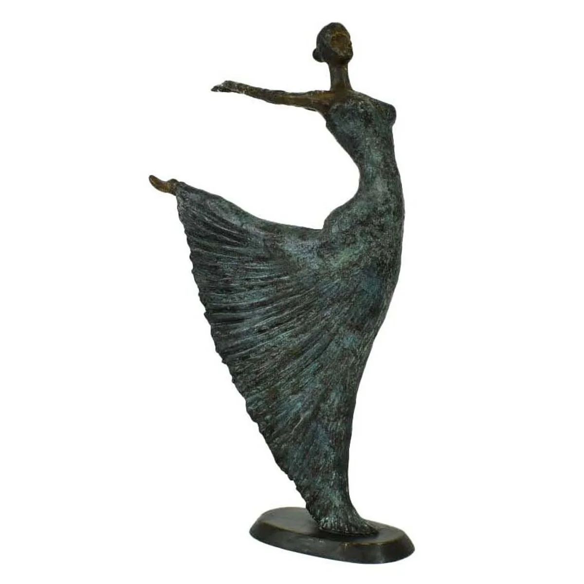 Casa Padrino escultura de bronce Art Nouveau de lujo bailarina bronce verde antiguo sobre base de mármol H 63 cm - figura de bronce - figura decorativa - accesorios decorativos