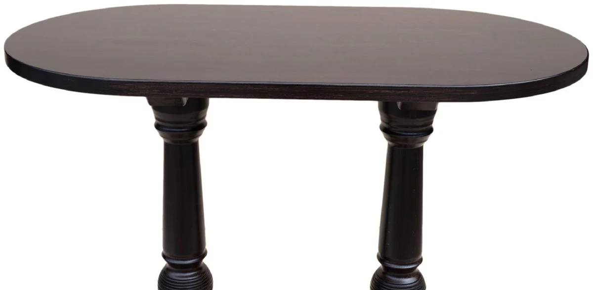 Casa Padrino mesa de bar de lujo con reposapi¨¦s marr¨®n oscuro 135 x 75 x A. 110 cm - Mesa ovalada de madera maciza - Muebles madera maciza - Mobiliario de bar - Mobiliario de gastronom¨ªa