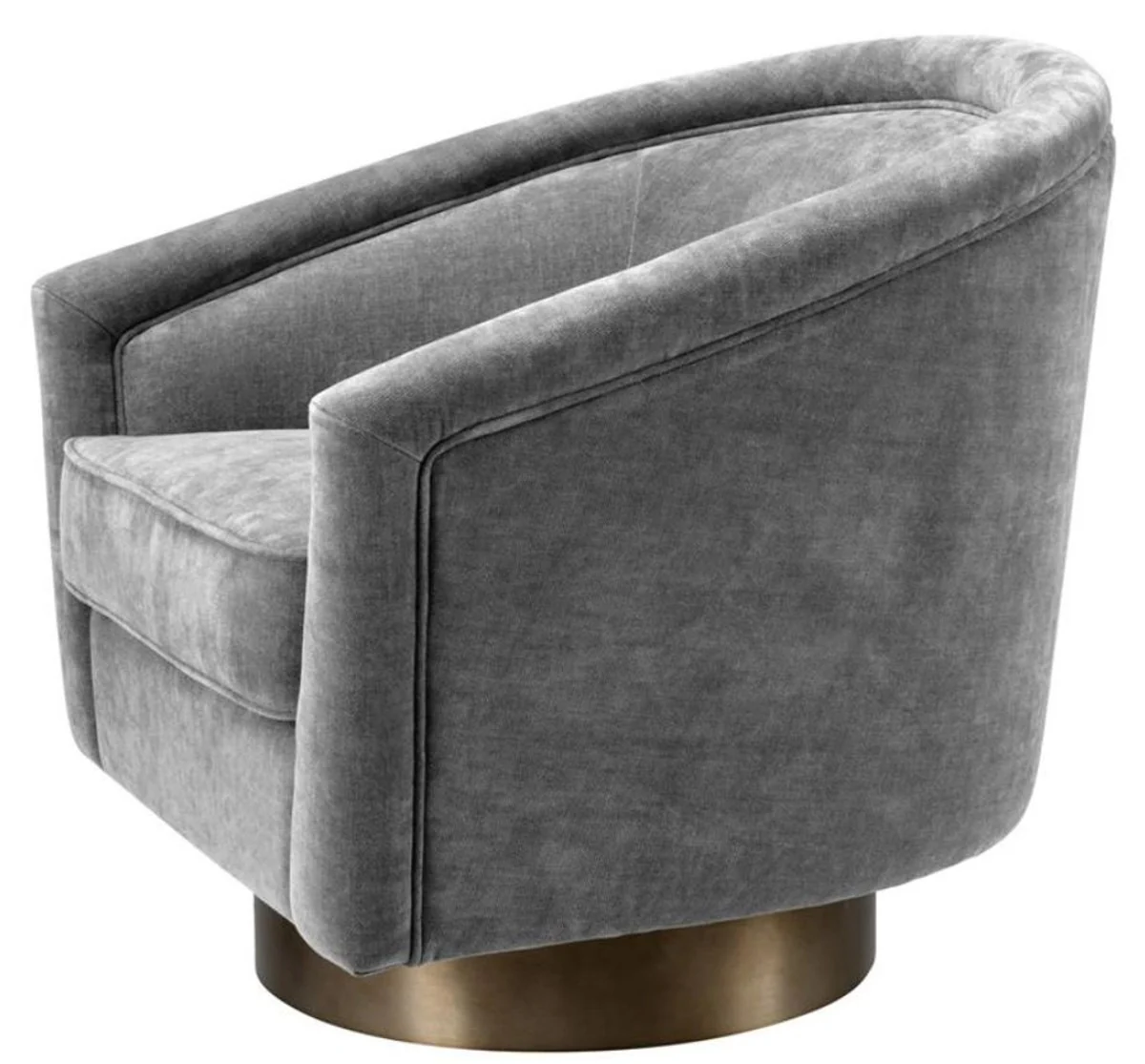 Casa Padrino sillón giratorio gris / oro mate 85 x 76 x H. 76 cm - Muebles Lounge de Lujo