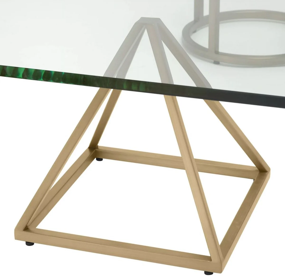 Casa Padrino mesa de centro de lat¨®n de lujo 120 x 120 x A. 30 cm - Mesa de sal¨®n cuadrada con tapa de vidrio - Muebles de sal¨®n - Muebles de lujo - Interiores de sal¨®n - Interiores de lujo