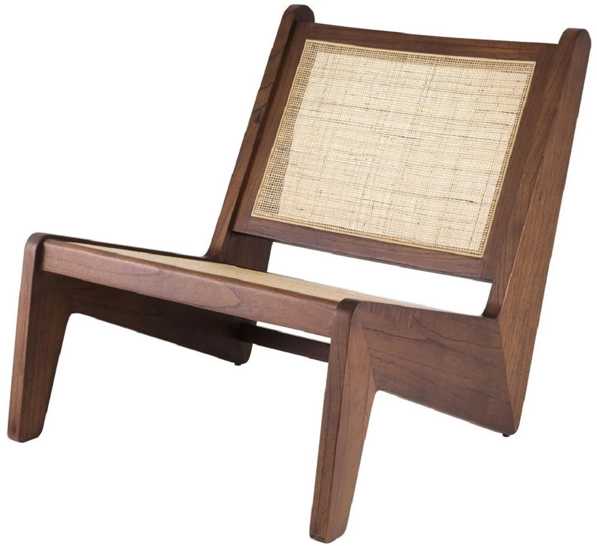 Casa Padrino sill¨®n de sal¨®n de dise?o marr¨®n / natural 75 x 89 x A. 77,5 cm - Sill¨®n de madera maciza con tejido de rat¨¢n tejido a mano - Muebles de Lujo