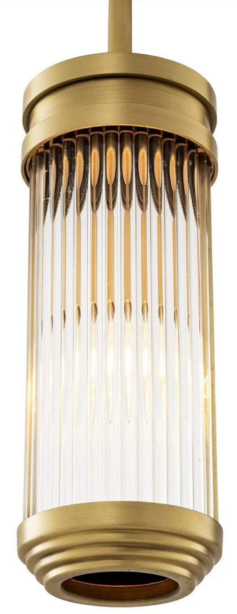 Casa Padrino lámpara colgante de lujo latón antiguo Ø 12 x A. 30,5 cm - Lámpara colgante con pantalla redonda de vidrio - Lámpara colgante de salón - Iluminación de lujo - Calidad de lujo