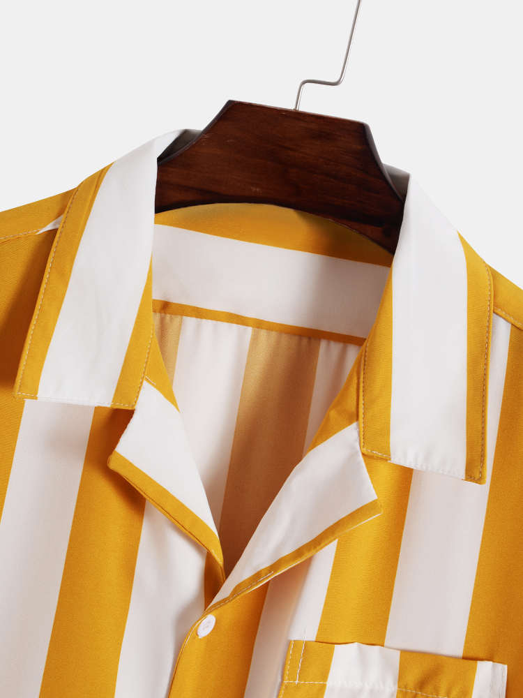 Stripes Casual Short Sleeve Shirts & Swim Shorts