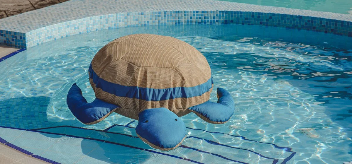 Casa Padrino puf de lujo tortuga beige / azul 135 cm