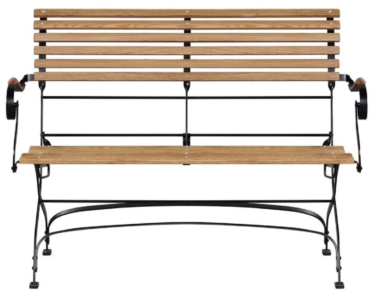 Casa Padrino banco de jardín Art Nouveau de lujo marrón / negro 120 x 55 x A. 90 cm - Banco de jardín y terraza con respaldo y reposabrazos - Muebles de Jardín y Terraza Art Nouveau