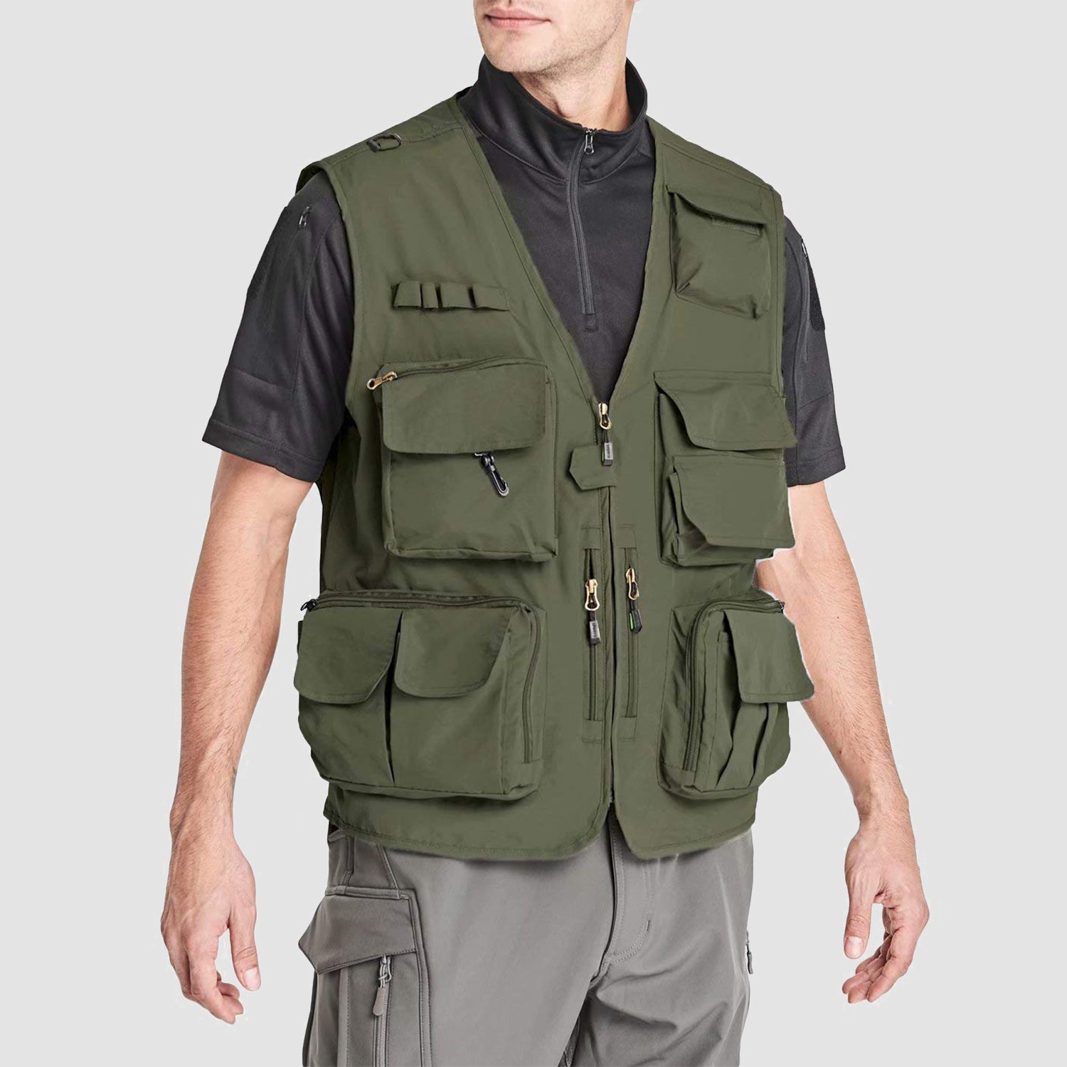 Men's Outerwear Vests Mesh Sleeveless Outdoor Work Vest with Multi Pockets Cargo Waistcoat Fishing
