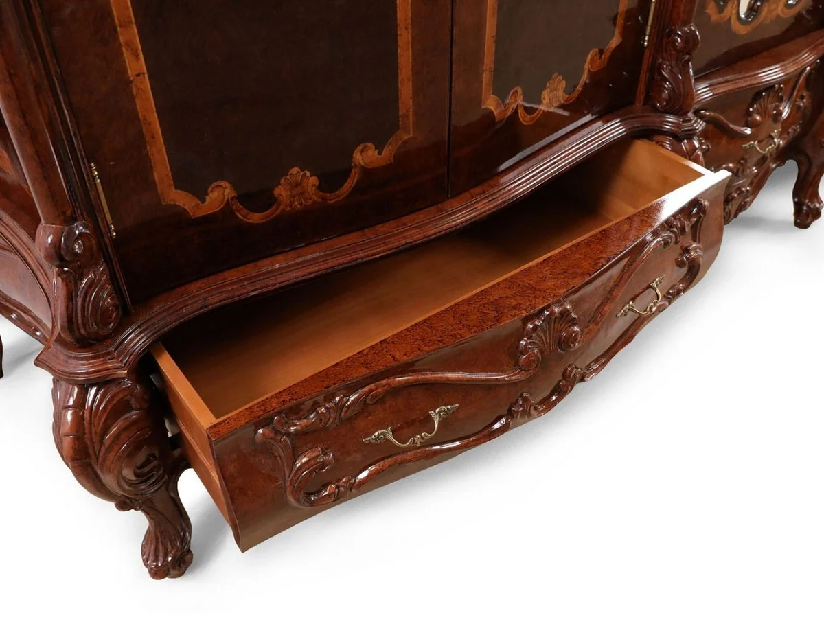 Casa Padrino armario de dormitorio barroco de lujo con 5 puertas marr¨®n 305 cm - Muebles barrocos