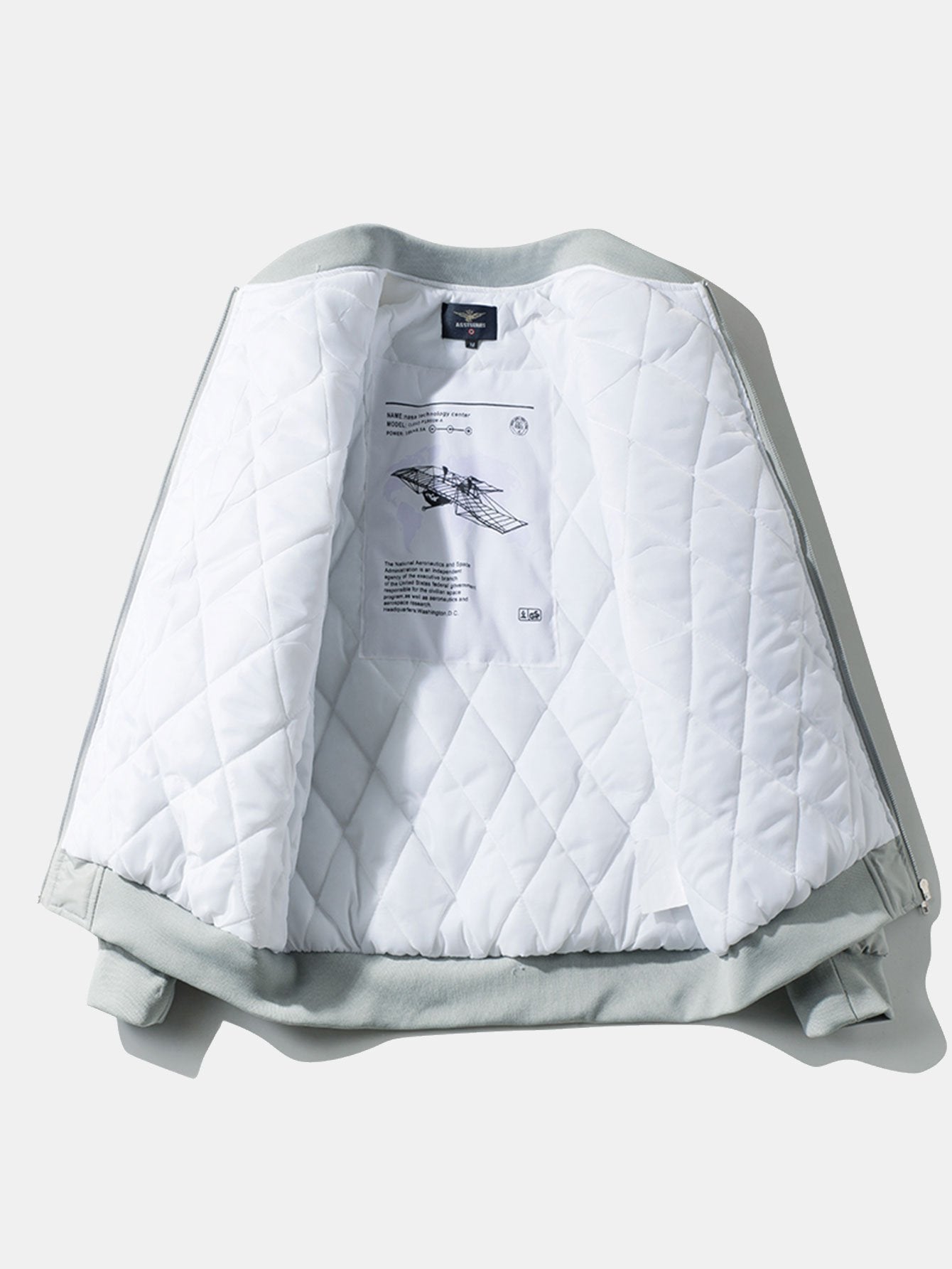 Oversized Quilted Lined NASA Print Bomber Jacket