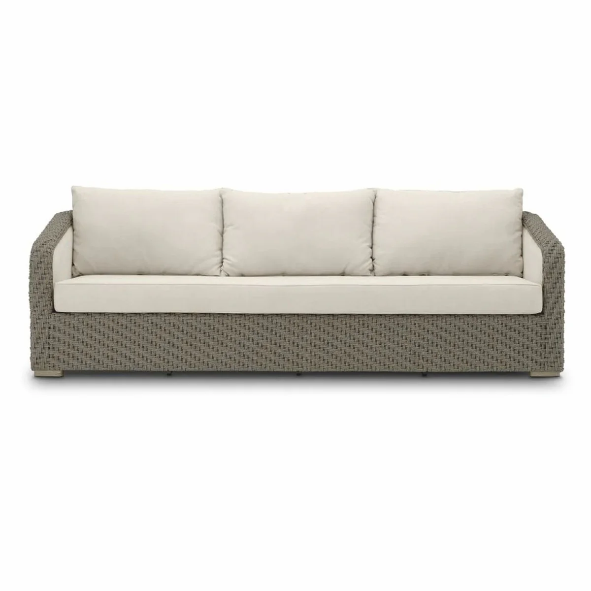 Casa Padrino sof¨¢ de jard¨ªn de lujo de rat¨¢n artificial gris / arena 254 cm - Muebles de jard¨ªn