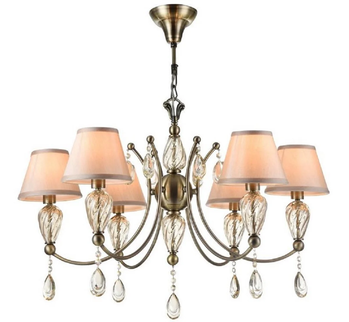 Casa Padrino araña cristal barroco bronce antiguo / champán / gris Ø 80 x H. 55 cm - Espléndida Araña en Estilo Barroco