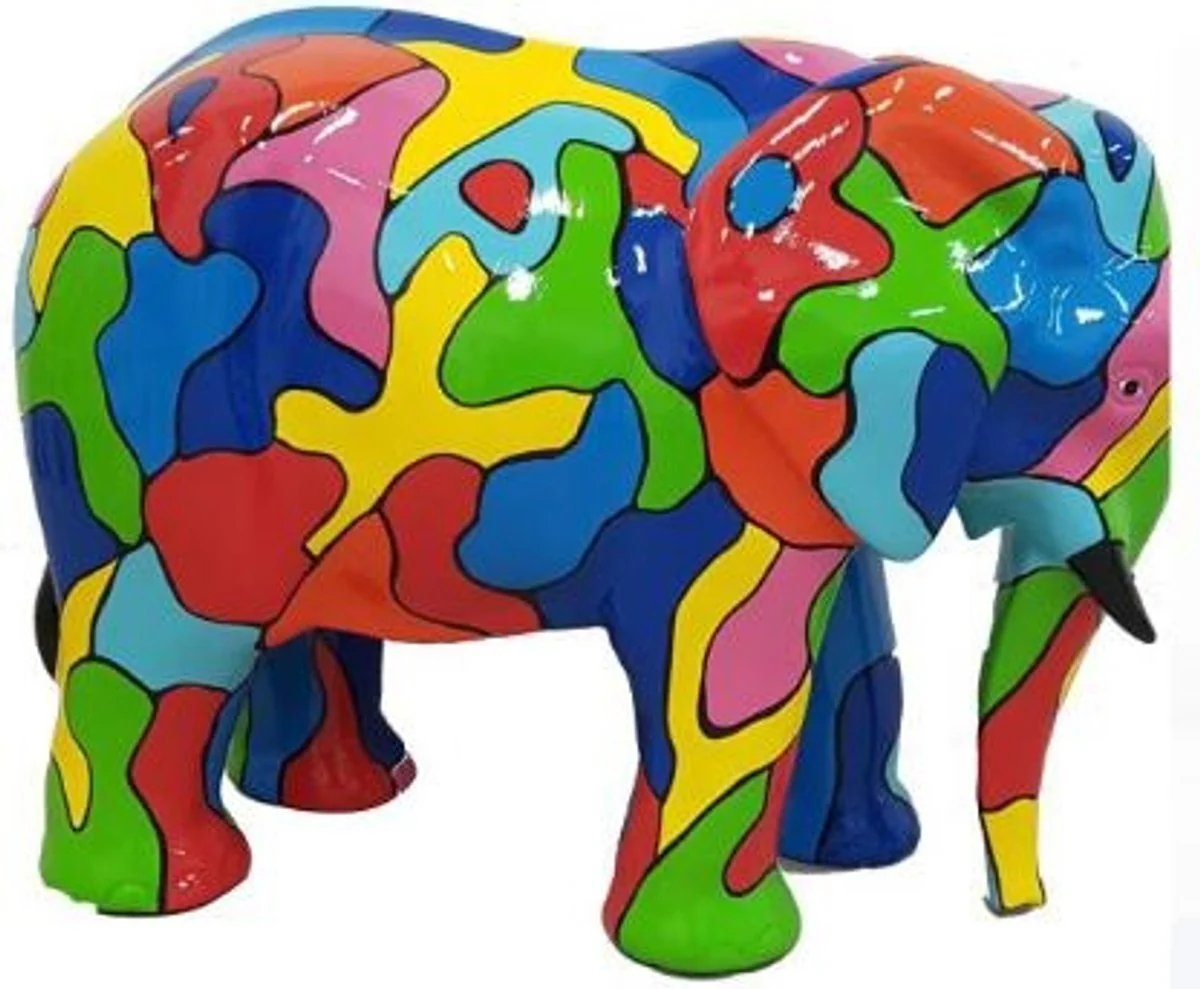 Casa Padrino escultura decorativa de diseño elefante multicolor 90 x A. 70 cm - Figura de decoración de jardín resistente a la intemperie - Accesorios Decorativos