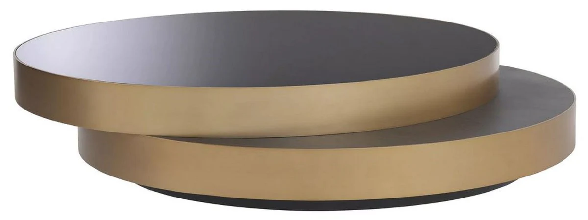 Casa Padrino mesa de centro de lujo lat¨®n / negro / negro gris 140 x 120 x A. 28,5 cm - Mesa de sal¨®n moderna - Muebles de sal¨®n - Calidad de Lujo