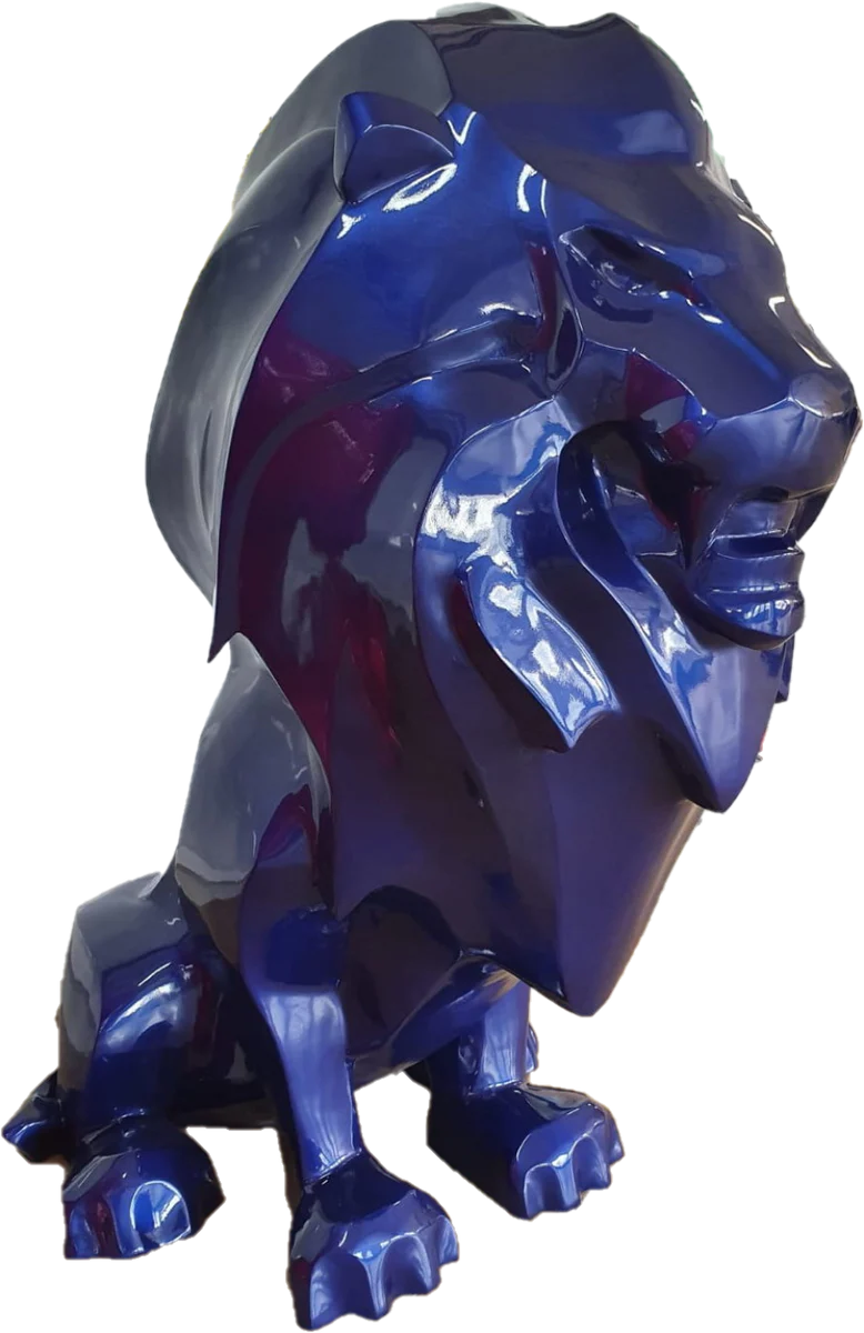 Casa Padrino figura decorativa de lujo león azul 90 x 80 x A. 170 cm - Escultura de decoración enorme resistente a la intemperie - Decoración de sala de estar - Decoración de jardín figura de animal